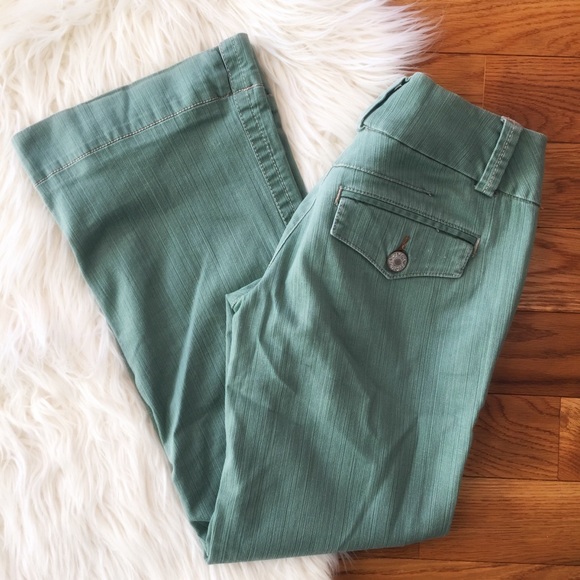 Free People Denim - Free People green denim bootcut jeans